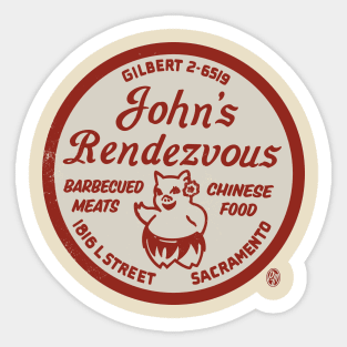 Vintage John's Rendezvous Bar-B-Q Sacramento CA Sticker